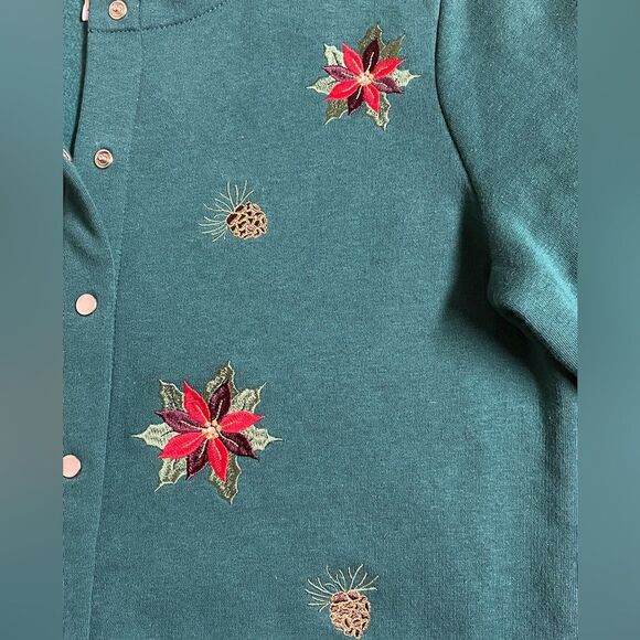Breckenridge Christmas Snap Front Fleece Cardigan Sweater Size Smalll - Picture 9 of 11